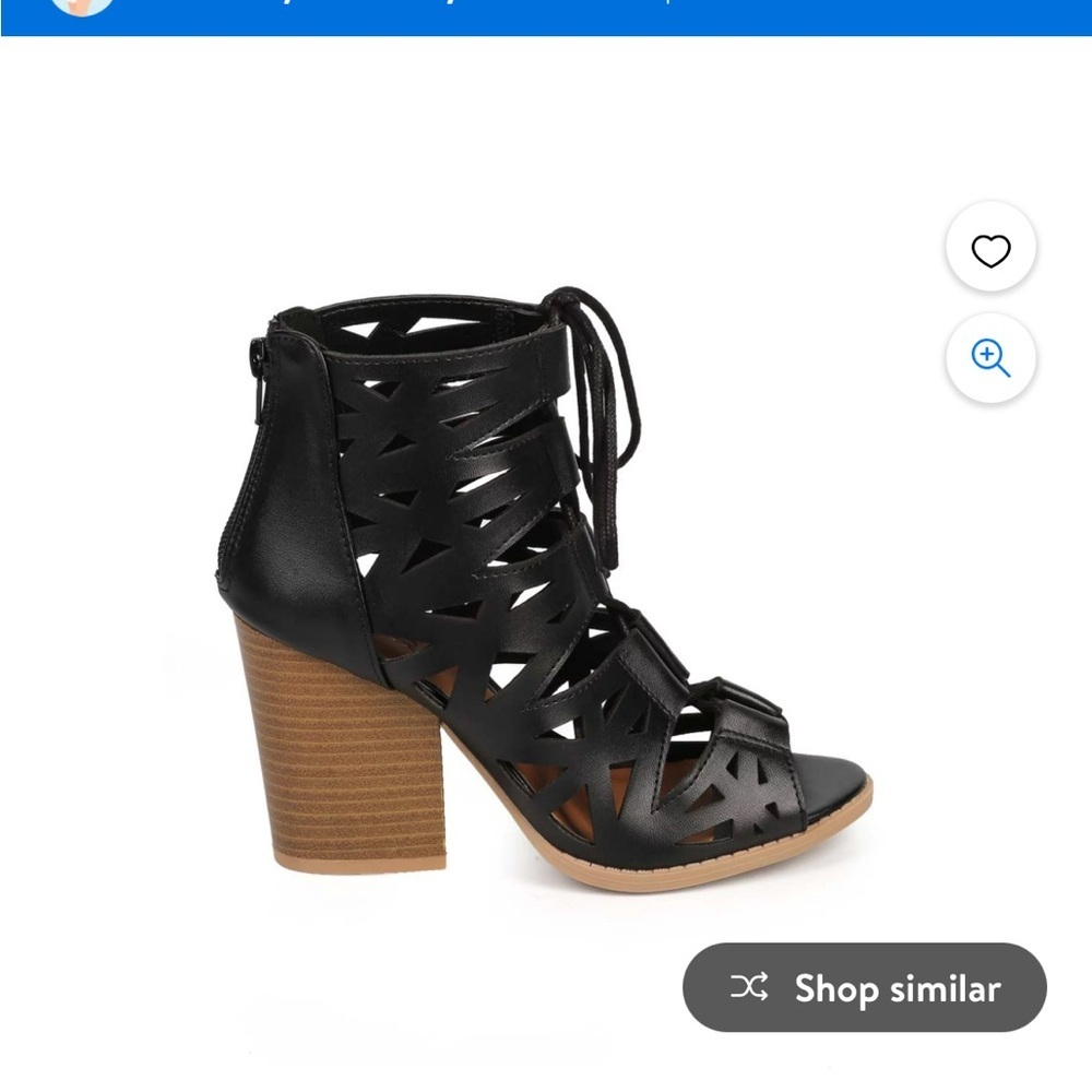 Qupid Leatherette Peep Toe Tie Heeled Bootie